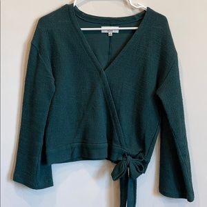 Madewell faux wrap top in emerald green